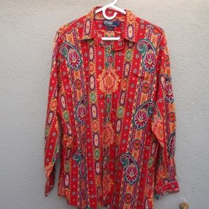 Vintage Casual Button Down Shirt Ralph Lauren Polo Unique Arabesque South West L